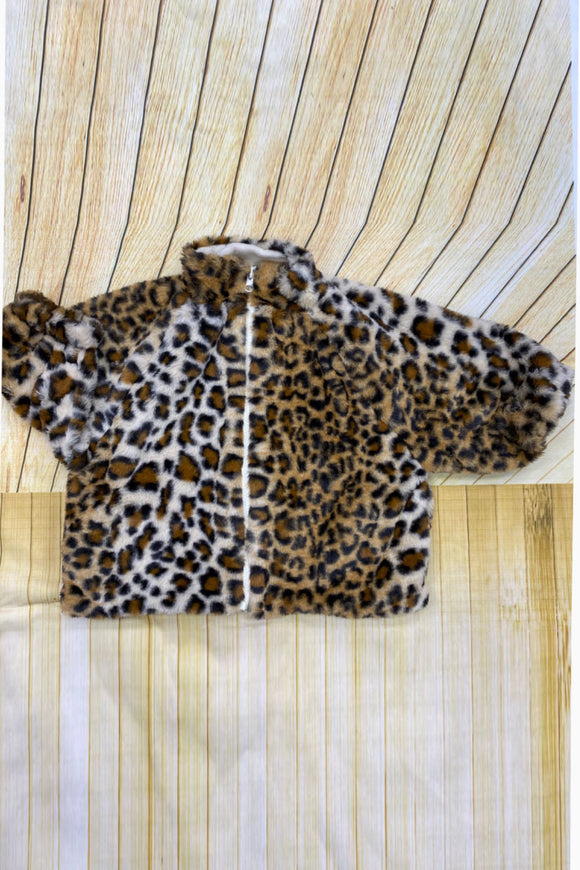 DLH2555 Leopard print fleece girls jacket