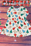 Christmas tree pring long sleeve girls boutique dress XCH0555-25H