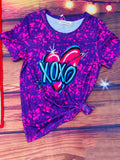 XCH0011-7H "XOXO" heart print short sleeve girls shirt