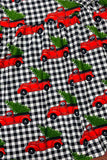 Christmas Red truck & tree & plaid long sleeve girls boutique dress XCH0017-8H 7S2