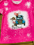 DLH2588  Believe & Car & Balloon print tie dye short sleeve t-shirt