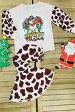 XCH0018-7H "HOWDY Christmas" snowman prints top bell bottom girls sets