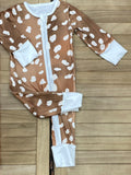 Deer print pattern long sleeve baby romper DLH2632