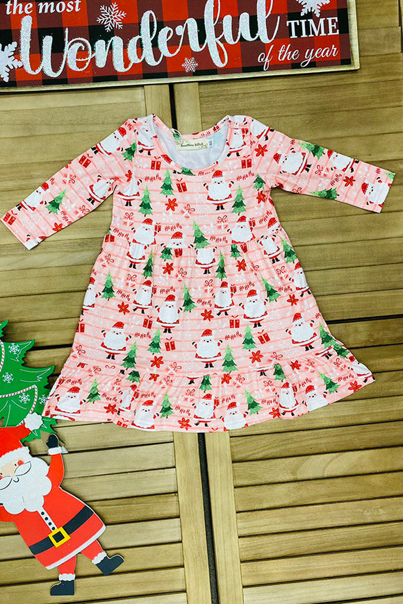 XCH0017-3H HoHoHo & Santa & Christmas tree print flare dress