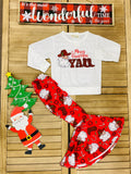 XCH0018-3H "Merry Christmas YALL" & Santa Top bottom 2pc set