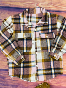 DLH2673 Colorful plaid fleece long sleeve girls shirts