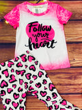 XCH0015-26H "Follow Your Heart" Print Tie dye 2pcs set