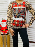 DLH2637 Kids "Merry Christmas‘’ Plaid & Leopard Print Top
