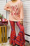 Western "Be Kind" top & striped bell bottom girls boutique set XCH0018-14 A5S3