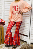 Western "Be Kind" top & striped bell bottom girls boutique set XCH0018-14 A5S3