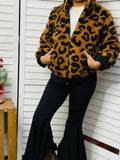 DLH2644 Kids Black/brown leopard print girls jacket
