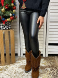 Kids Black leather skinny bottom tight girls legging DLH2471