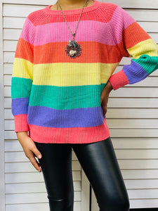 230144M Rainbow colorful girls knit sweater for children