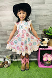 Multi color happy face printed girl dress DLH2337 (A1S3)