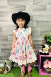 Multi color happy face printed girl dress DLH2337 (A1S3)