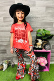 XCH0015-14H Kids football mini top floral printed pant 2pc girls sets