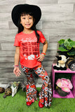 XCH0015-14H Kids football mini top floral printed pant 2pc girls sets