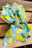 Lemon & Flower printed double layer hair bows 7.5" with rhinestones(4PCS/$10.00)
