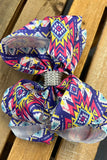 Multi color aztec printed double layer hair bows 7.5" with rhinestones(4PCS/$10.00)
