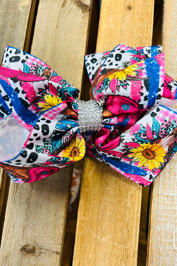 COWGIRL & BULL printed double layer hair bows 7.5