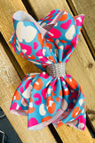Pink & Orange leopard printed double layer hair bows 7.5" with rhinestones(4PCS/$10.00)
