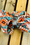 Multi color aztec printed double layer hair bows 7.5" with rhinestones(4PCS/$10.00)