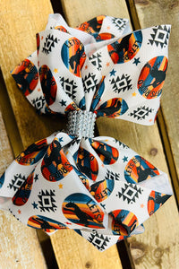 LETS REDEO riding printed double layer hair bows 7.5" with rhinestones(4PCS/$10.00)