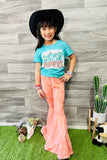 XCH0666-27H HOWDY & Cactus print top bell bottom 2pc girls sets