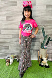 XCH0018-17H MY LAST REDEO top & leopard bell bottom 2pc girls sets