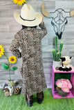 DLH2526 Leopard printed long style girls open cardigan with long sleeves