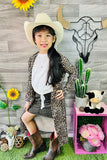 DLH2526 Leopard printed long style girls open cardigan with long sleeves