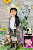 DLH2526 Leopard printed long style girls open cardigan