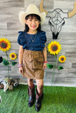 Brown corduroy girls skirt w/pockets and buttons 230156M