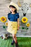 Yellow corduroy girls skirt w/pockets and buttons 230150M