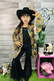 Floral & bull skull printed long sleeve girls cardigan DLH0923-28