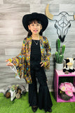 Floral & bull skull printed long sleeve girls cardigan DLH0923-28