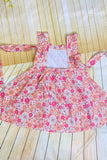 Chic floral print flutter sleeve girl's boutique dress w/tied back XCH0555-9H (A2S6)