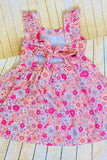 Chic floral print flutter sleeve girl's boutique dress w/tied back XCH0555-9H (A2S6)