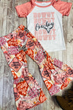 Western HOWDY COWBOY printed top & pant girls boutique set LC0013 A6S2