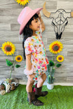 XCH0666-6H Floral printed summer shorts 2pc girls clothing sets