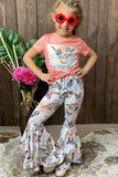 NOT TODAY HELFER & Bull printed top butterfly floral pant 2pc girls sets XCH0333-15H