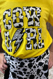 COW GIRL yellow printed girl 2pcs skirt w/fringe tassels set  DLH2549