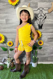 DLH2400 Daisy & Yellow sleeveless summer girls sets (2 sets bundle)