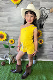 DLH2400 Daisy & Yellow sleeveless summer girls sets (2 sets bundle)