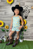 DLH2400 Daisy & Yellow sleeveless summer girls sets (2 sets bundle)