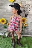 DLH2399 Mix & Match Pink HOWDY printed  & Solid pink 2ps summer girls sets (2 sets bundle)
