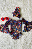 Baby clothes wholesale 4th of July printed baby onesie w/head band DLH1212-17