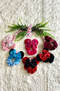 Cute Sequin Bow Flannel Girls Hair ring 4pcs mix color- -10usd