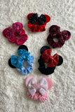 Minnie Sequin Bow Flannel Girls Hair ring 4pcs mix color- -10usd