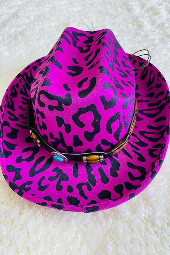 Mom and me cowgirl hot pink leopard hat with band